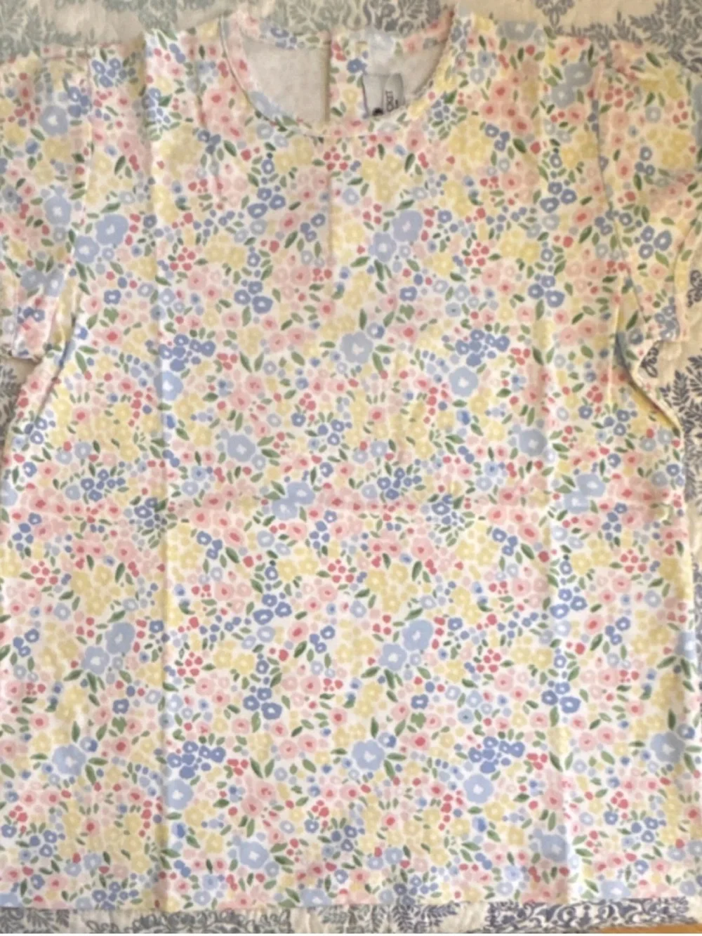 Girls' Short-Sleeve Floral Casual Dress in Pastel Multicolor